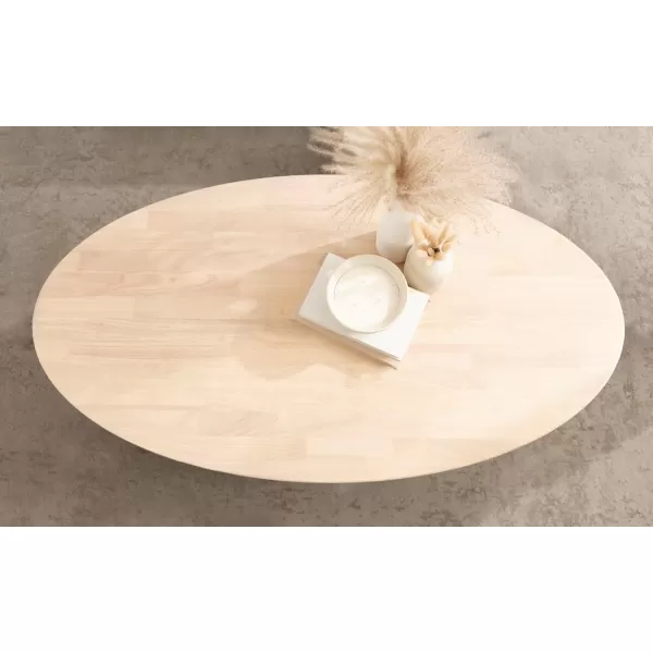 imageKate and Laurel Nylah MidCentury Modern Oval Coffee Table with Storage for Living Room Home Decor 48x26x18 Natural