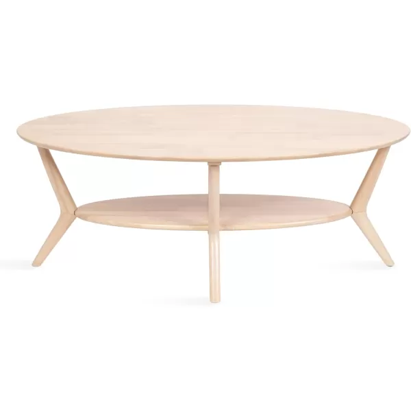 imageKate and Laurel Nylah MidCentury Modern Oval Coffee Table with Storage for Living Room Home Decor 48x26x18 Natural