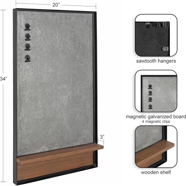 imageKate and Laurel Owing Modern Farmhouse Galvanized Metal Board with Four Magnetized Clips for Organization and Display 20x4x34 Rustic Brown