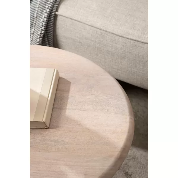imageKate and Laurel Pallson Modern Round Wooden Coffee Table 28 x 18 Whitewash and Black Circle Wood and Metal Coffee Table with Mixed Materials for Living Room Home DcorWhiteBlack