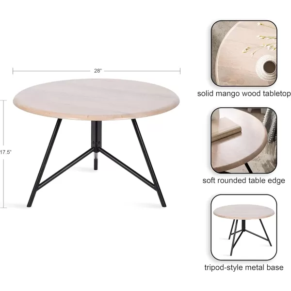imageKate and Laurel Pallson Modern Round Wooden Coffee Table 28 x 18 Whitewash and Black Circle Wood and Metal Coffee Table with Mixed Materials for Living Room Home DcorWhiteBlack