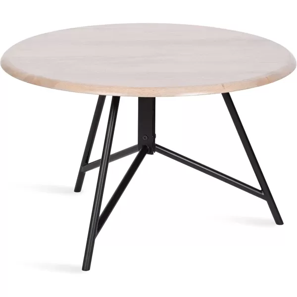 imageKate and Laurel Pallson Modern Round Wooden Coffee Table 28 x 18 Whitewash and Black Circle Wood and Metal Coffee Table with Mixed Materials for Living Room Home DcorWhiteBlack