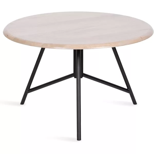imageKate and Laurel Pallson Modern Round Wooden Coffee Table 28 x 18 Whitewash and Black Circle Wood and Metal Coffee Table with Mixed Materials for Living Room Home DcorWhiteBlack