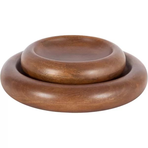 imageKate and Laurel Plumt Decorative Round Solid Wood Nesting Bowls Set of 2 Walnut Brown FoodSafe Fruit Bowls for Kitchen Counter or Use as a Key Bowl Set or Centerpiece Table Decorations