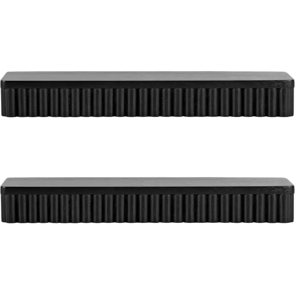 imageKate and Laurel Reid Modern Ribbed Wood Floating Shelves Set of 2 20 Inches Black Decorative Floating Shelf Set for Use as Cute Nursery Book Shelves or Living Room Gallery Wall Decor