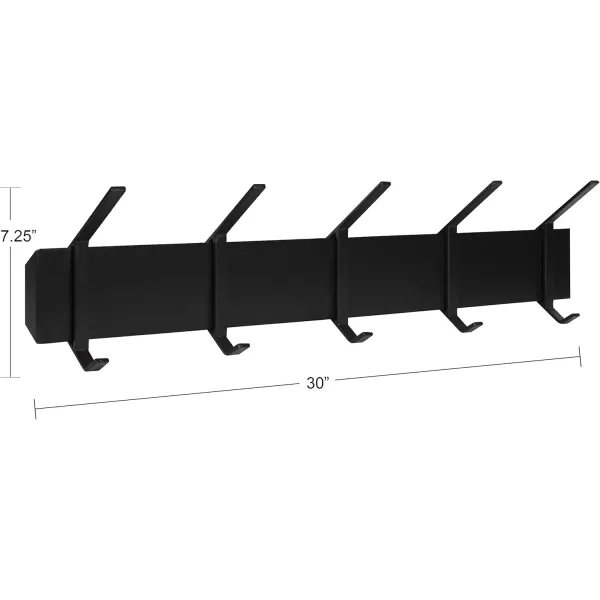 imageKate and Laurel Rossmore Farmhouse 5Hook Wall Hanging Coat Rack Black Modern Hanging Rack for Coats Bags Or Pots and PansBlack