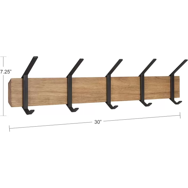 imageKate and Laurel Rossmore Farmhouse 5Hook Wall Hanging Coat Rack Black Modern Hanging Rack for Coats Bags Or Pots and PansRustic BrownBlack