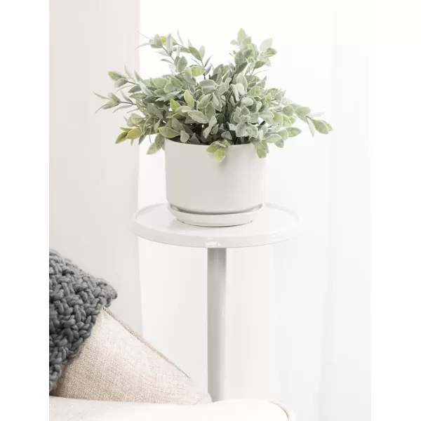 imageKate and Laurel Sanzo Modern Pedestal Outdoor Drink Table 9 x 9 x 23 White Decorative Outdoor Patio Table for Deck with Hammered Tabletop for Use as Small Plant Stand or Living Room Martini Table
