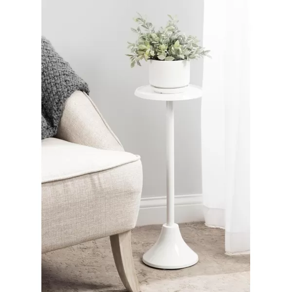 imageKate and Laurel Sanzo Modern Pedestal Outdoor Drink Table 9 x 9 x 23 White Decorative Outdoor Patio Table for Deck with Hammered Tabletop for Use as Small Plant Stand or Living Room Martini Table