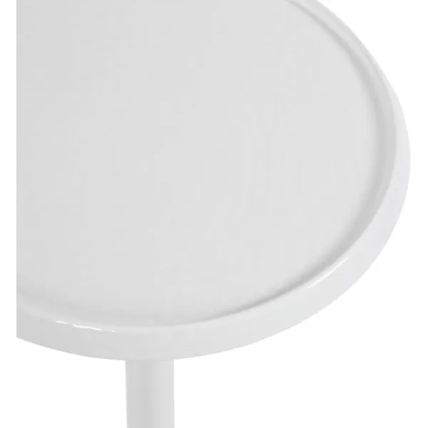 imageKate and Laurel Sanzo Modern Pedestal Outdoor Drink Table 9 x 9 x 23 White Decorative Outdoor Patio Table for Deck with Hammered Tabletop for Use as Small Plant Stand or Living Room Martini Table