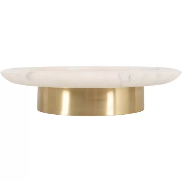 imageKate and Laurel Sevienne Modern Glam Round Marble Tray 10 Inch Diameter White and Gold Contemporary Scooped Pedestal Tray for Use as Entryway Tray Catchall or Small Coffee Table Tray