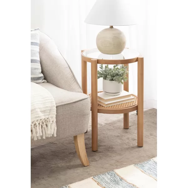 imageKate and Laurel Shorehaven Transitional Coastal Circle Pedestal End Indoor Plant Stand or Living Room Accent Table 18x18x24 Natural