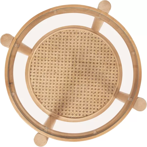 imageKate and Laurel Shorehaven Transitional Coastal Circle Pedestal End Indoor Plant Stand or Living Room Accent Table 18x18x24 Natural