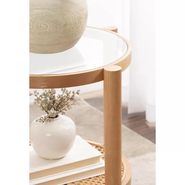imageKate and Laurel Shorehaven Transitional Coastal Circle Pedestal End Indoor Plant Stand or Living Room Accent Table 18x18x24 Natural