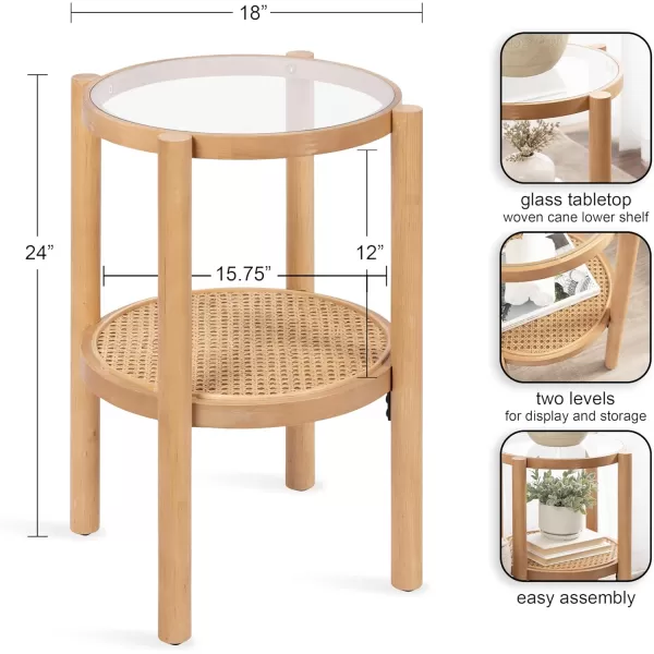 imageKate and Laurel Shorehaven Transitional Coastal Circle Pedestal End Indoor Plant Stand or Living Room Accent Table 18x18x24 Natural