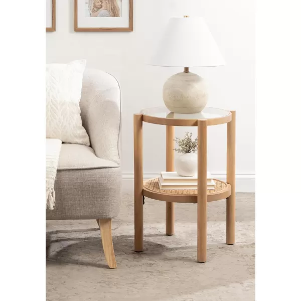 imageKate and Laurel Shorehaven Transitional Coastal Circle Pedestal End Indoor Plant Stand or Living Room Accent Table 18x18x24 Natural