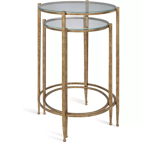 imageKate and Laurel Solange Metal and Glass Nesting Tables Set of 2 Gold