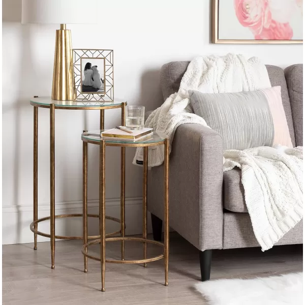 imageKate and Laurel Solange Metal and Glass Nesting Tables Set of 2 Gold