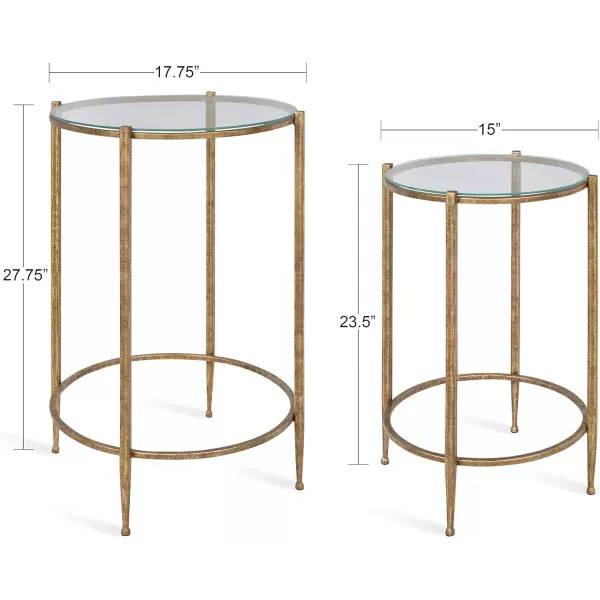 imageKate and Laurel Solange Metal and Glass Nesting Tables Set of 2 Gold