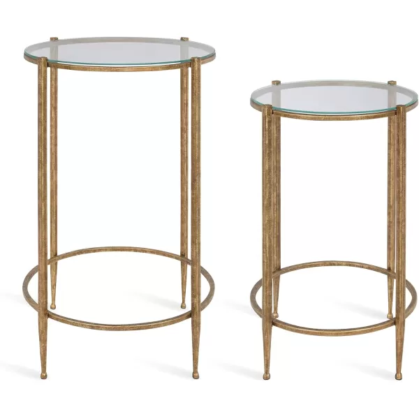 imageKate and Laurel Solange Metal and Glass Nesting Tables Set of 2 Gold