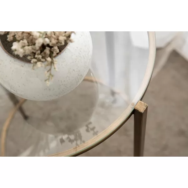 imageKate and Laurel Solange Traditional TwoPiece Metal Nesting Table Set 17 x 17 x 27 Antique Gold Vintage Side Nesting Tables for Living Room Decor and Display