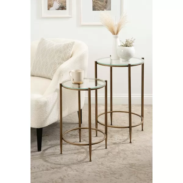 imageKate and Laurel Solange Traditional TwoPiece Metal Nesting Table Set 17 x 17 x 27 Antique Gold Vintage Side Nesting Tables for Living Room Decor and Display