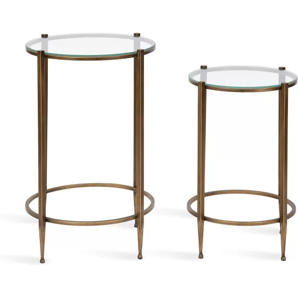imageKate and Laurel Solange Traditional TwoPiece Metal Nesting Table Set 17 x 17 x 27 Antique Gold Vintage Side Nesting Tables for Living Room Decor and Display