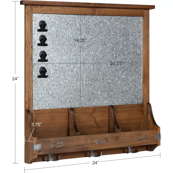 imageKate and Laurel Stallard Farmhouse Magnetic Wall Organizer 24 x 24 Rustic Brown Decorative Galvanized Metal Board