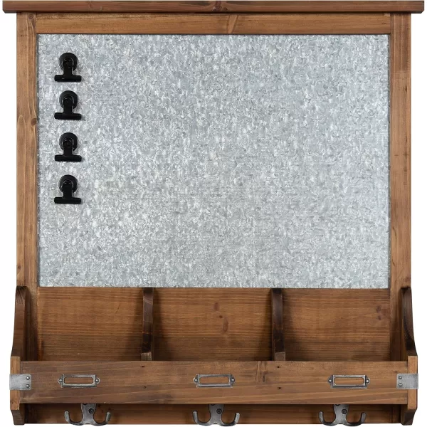 imageKate and Laurel Stallard Farmhouse Magnetic Wall Organizer 24 x 24 Rustic Brown Decorative Galvanized Metal Board