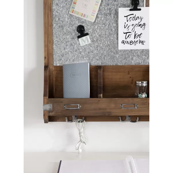 imageKate and Laurel Stallard Farmhouse Magnetic Wall Organizer 24 x 24 Rustic Brown Decorative Galvanized Metal Board