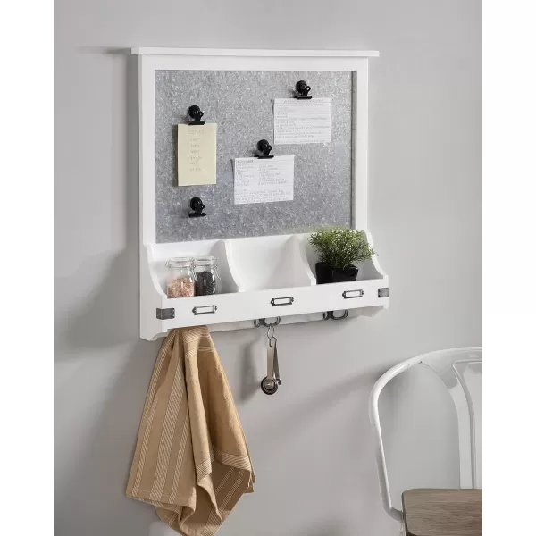 imageKate and Laurel Stallard Farmhouse Magnetic Wall Organizer 24 x 24 White Decorative Galvanized Metal BoardWhite