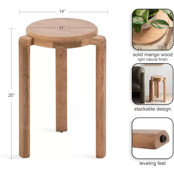 imageKate and Laurel Stuart Transitional Circle Nightstand Use as Indoor Plant Stand or Living Room Accent Table 14x14x20 Natural