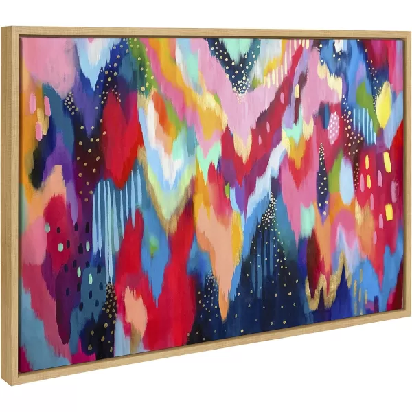 imageKate and Laurel Sylvie Brushstroke 100 Bright Abstract and 2 Framed Canvas Wall Art Set by Jessi Raulet of Ettavee 3 Piece Set 16x20 and 23x33 Gold Frame Colorful Striking Wall Art Home DcorNatural
