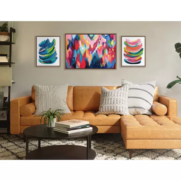 imageKate and Laurel Sylvie Brushstroke 100 Bright Abstract and 2 Framed Canvas Wall Art Set by Jessi Raulet of Ettavee 3 Piece Set 16x20 and 23x33 Gold Frame Colorful Striking Wall Art Home DcorGold