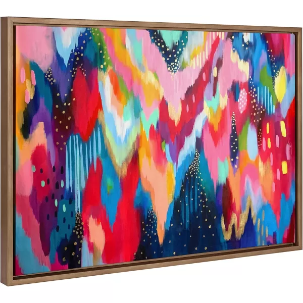 imageKate and Laurel Sylvie Brushstroke 100 Bright Abstract and 2 Framed Canvas Wall Art Set by Jessi Raulet of Ettavee 3 Piece Set 16x20 and 23x33 Gold Frame Colorful Striking Wall Art Home DcorGold