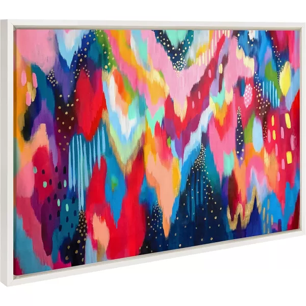 imageKate and Laurel Sylvie Brushstroke 100 Bright Abstract and 2 Framed Canvas Wall Art Set by Jessi Raulet of Ettavee 3 Piece Set 16x20 and 23x33 Gold Frame Colorful Striking Wall Art Home DcorWhite