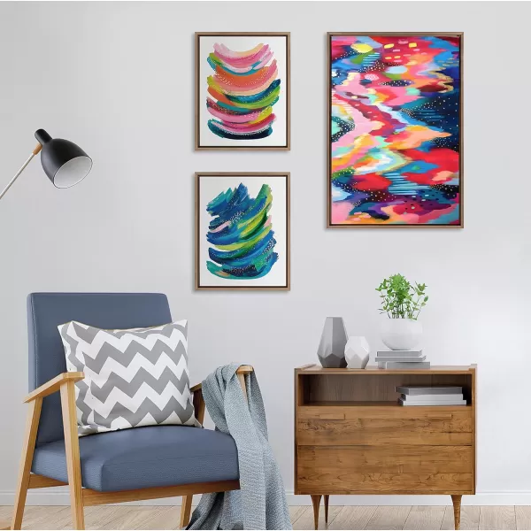 imageKate and Laurel Sylvie Brushstroke 100 Bright Abstract and 2 Framed Canvas Wall Art Set by Jessi Raulet of Ettavee 3 Piece Set 16x20 and 23x33 Gold Frame Colorful Striking Wall Art Home DcorGold