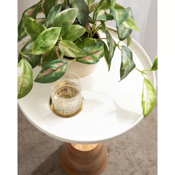 imageKate and Laurel Tira Elegant Round Side Table 14 x 24 Brass and Black Modern Glam Circle End Table for Use as Bedroom Nightstand or Living Room Table OptionWhiteNatural