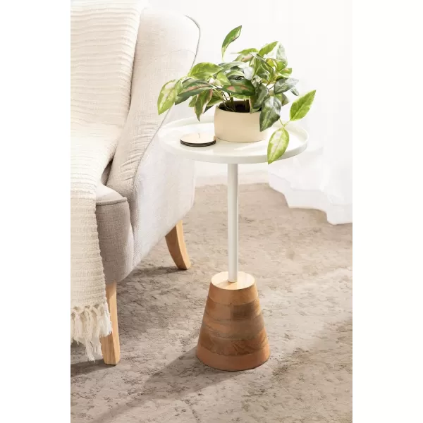 imageKate and Laurel Tira Elegant Round Side Table 14 x 24 Brass and Black Modern Glam Circle End Table for Use as Bedroom Nightstand or Living Room Table OptionWhiteNatural