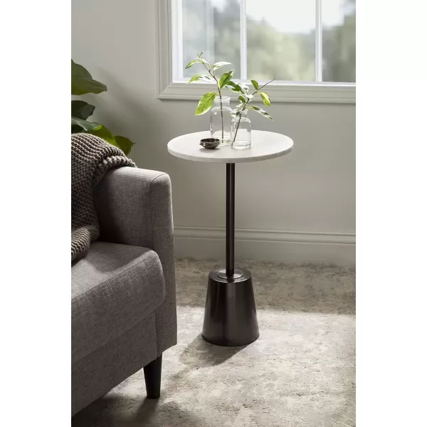 imageKate and Laurel Tira Elegant Round Side Table 14 x 24 Brass and Black Modern Glam Circle End Table for Use as Bedroom Nightstand or Living Room Table OptionGunmetalWhite Marble