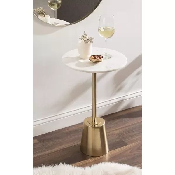 imageKate and Laurel Tira Elegant Round Side Table 14 x 24 Brass and Black Modern Glam Circle End Table for Use as Bedroom Nightstand or Living Room Table OptionGold