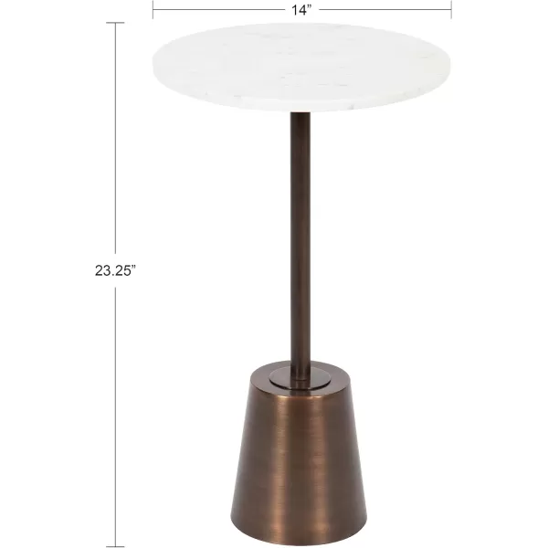 imageKate and Laurel Tira Elegant Round Side Table 14 x 24 Brass and Black Modern Glam Circle End Table for Use as Bedroom Nightstand or Living Room Table OptionBronzeWhite Marble