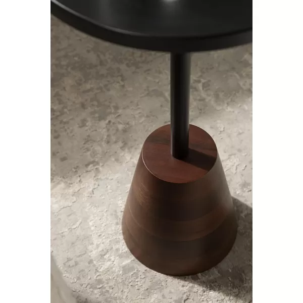 imageKate and Laurel Tira Elegant Round Side Table 14 x 24 Brass and Black Modern Glam Circle End Table for Use as Bedroom Nightstand or Living Room Table OptionBlackWalnut Brown