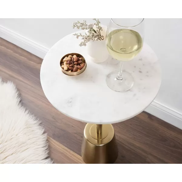 imageKate and Laurel Tira Elegant Round Side Table 14 x 24 Brass and Black Modern Glam Circle End Table for Use as Bedroom Nightstand or Living Room Table OptionGold