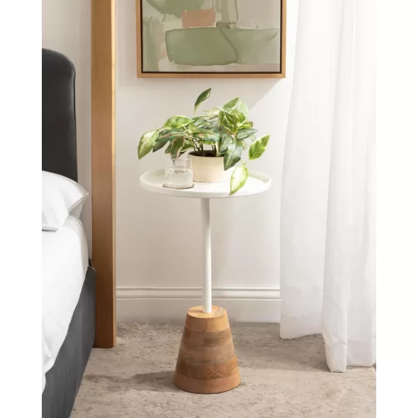 imageKate and Laurel Tira Elegant Round Side Table 14 x 24 Brass and Black Modern Glam Circle End Table for Use as Bedroom Nightstand or Living Room Table OptionWhiteNatural