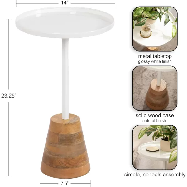imageKate and Laurel Tira Elegant Round Side Table 14 x 24 Brass and Black Modern Glam Circle End Table for Use as Bedroom Nightstand or Living Room Table OptionWhiteNatural