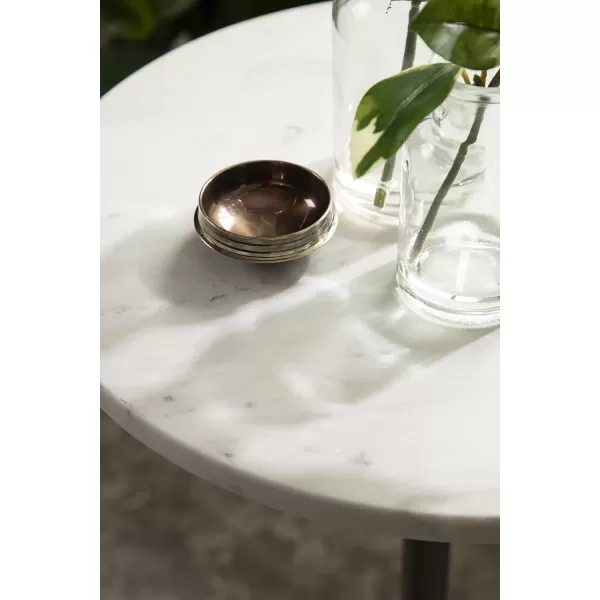 imageKate and Laurel Tira Elegant Round Side Table 14 x 24 Brass and Black Modern Glam Circle End Table for Use as Bedroom Nightstand or Living Room Table OptionGunmetalWhite Marble