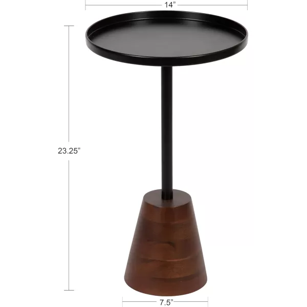 imageKate and Laurel Tira Elegant Round Side Table 14 x 24 Brass and Black Modern Glam Circle End Table for Use as Bedroom Nightstand or Living Room Table OptionBlackWalnut Brown