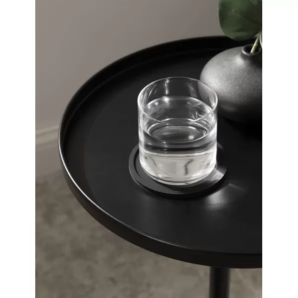imageKate and Laurel Tira Elegant Round Side Table 14 x 24 Brass and Black Modern Glam Circle End Table for Use as Bedroom Nightstand or Living Room Table OptionBlackWalnut Brown