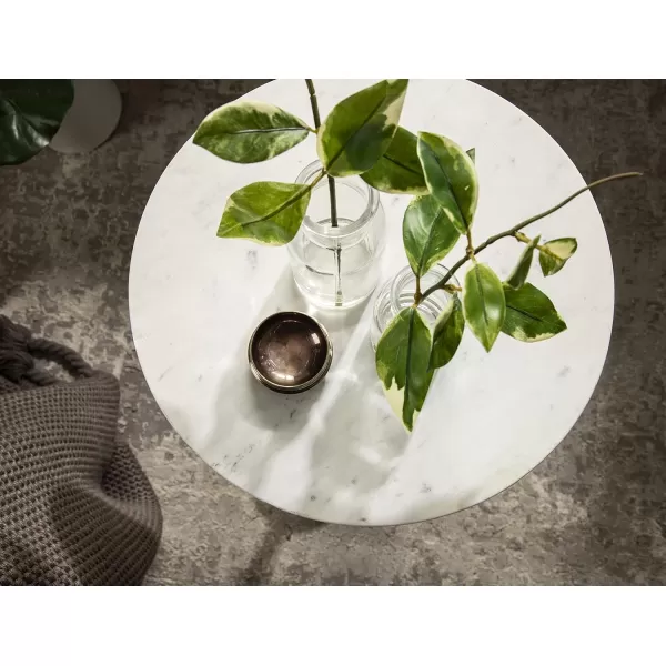imageKate and Laurel Tira Elegant Round Side Table 14 x 24 Brass and Black Modern Glam Circle End Table for Use as Bedroom Nightstand or Living Room Table OptionGunmetalWhite Marble